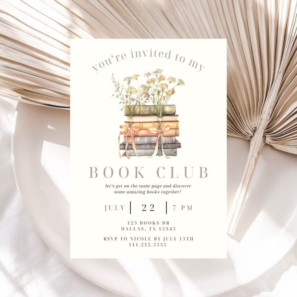 Book Club Editable Invitation Youre Invited To My Book Club Invite