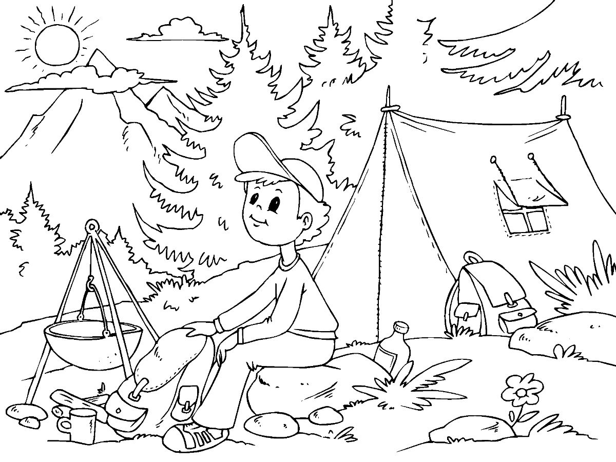 Boy Camping Coloring Page Free Printable Coloring Pages For Kids