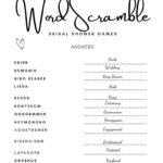 Bridal Shower Games Printable Wedding Word Scramble Printable