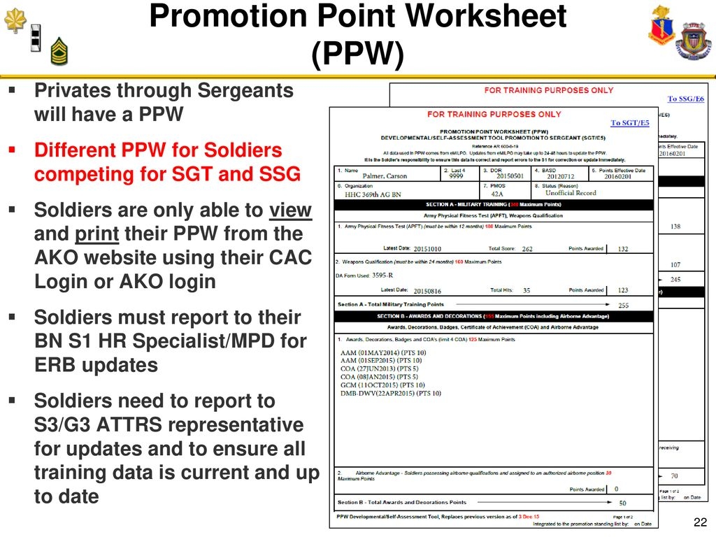 promotion point worksheet