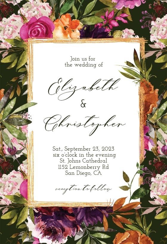 Burgundy Flower Wedding Invitation Template Artofit