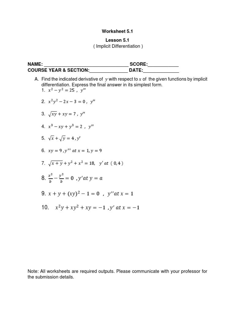Calculus Worksheets Differentiation Rules Worksheets Worksheets Library