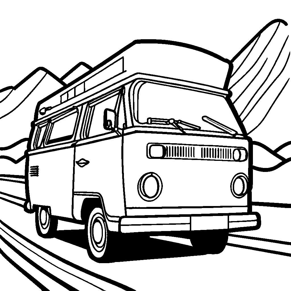 Camper Van Coloring Page Lulu Pages