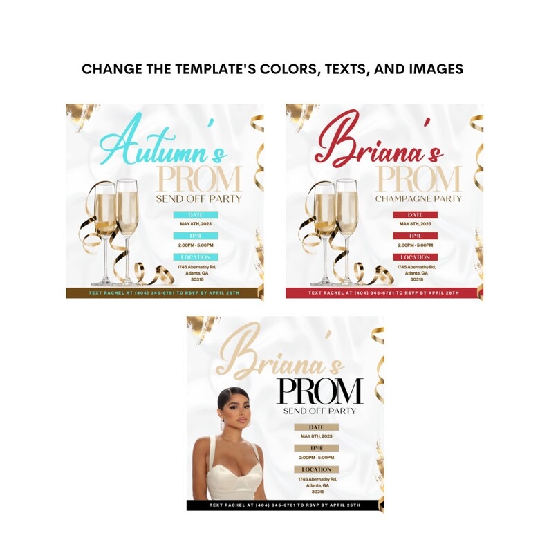 Canva Prom Send Off Invitation Template Editable Champagne Party E 