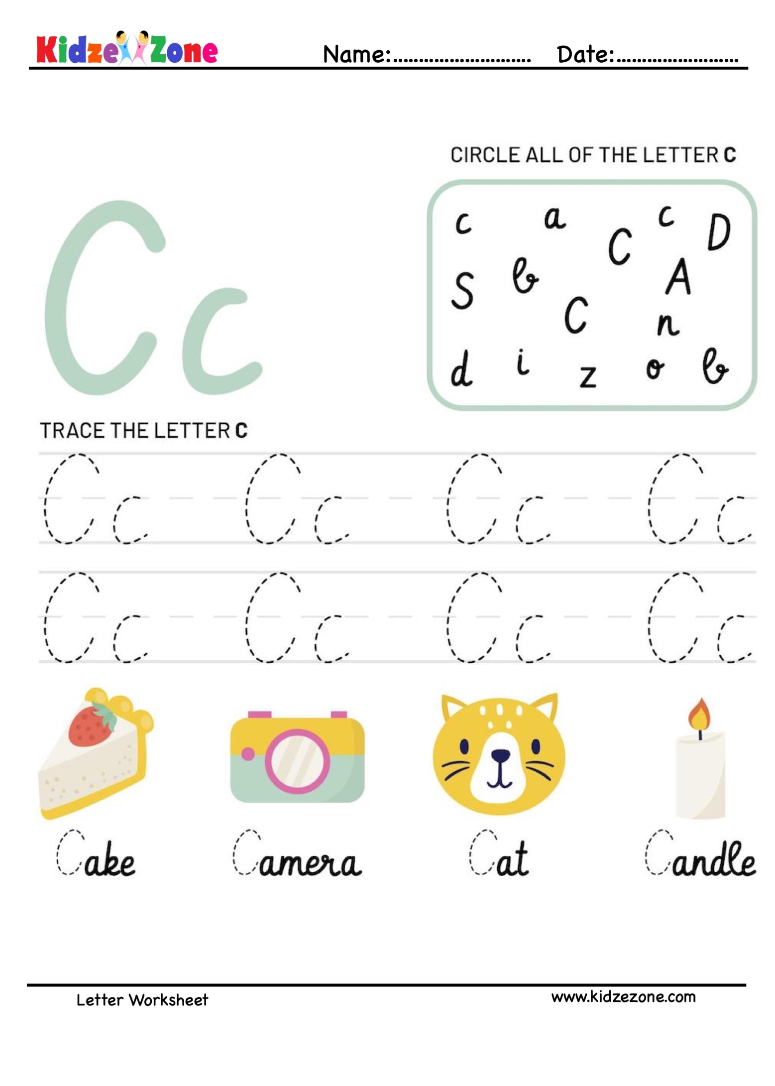 letter c tracing worksheets