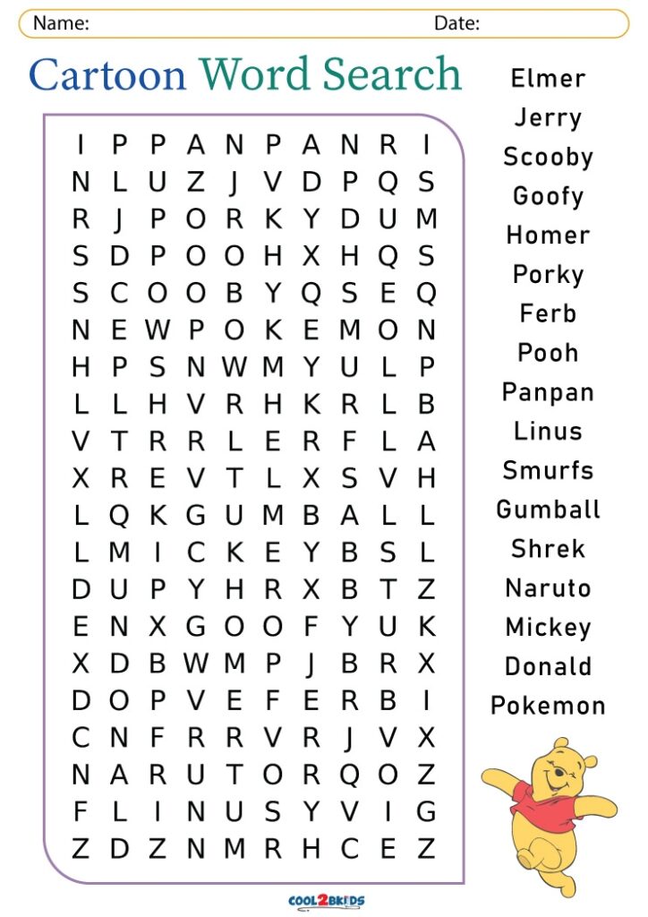 Cartoon Network Printable Word Search Free Printable Infoupdate
