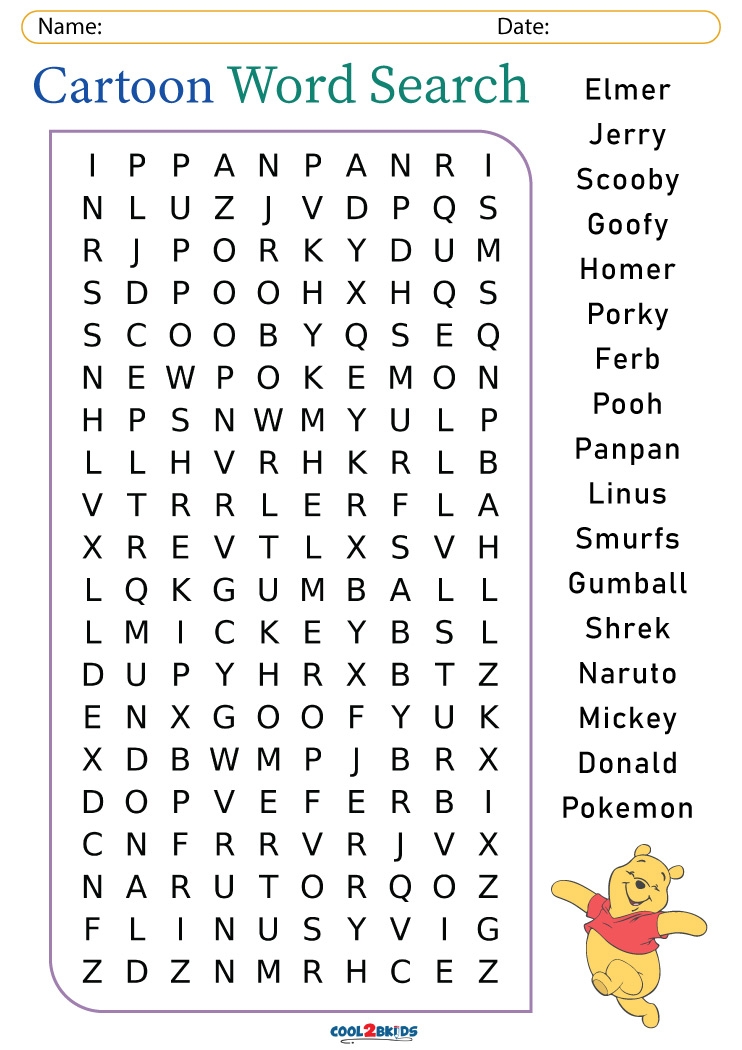 Cartoon Network Printable Word Search Free Printable Infoupdate