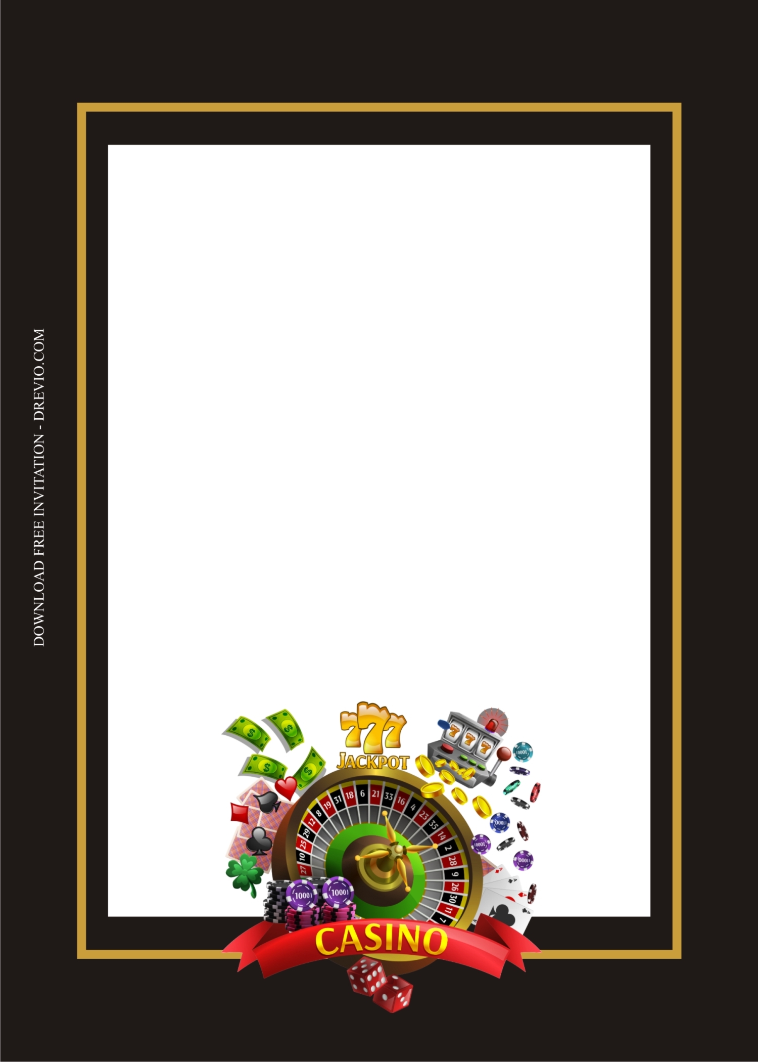 Casino invitation template3 Download Hundreds FREE PRINTABLE Birthday 