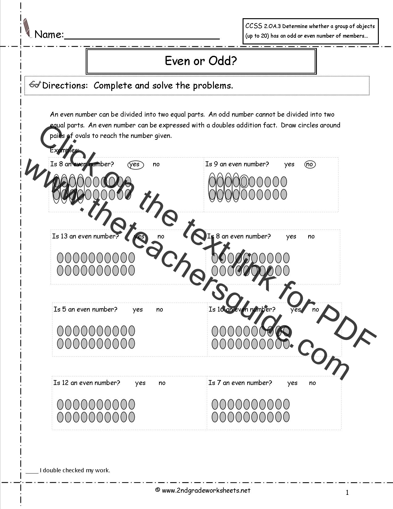 CCSS 2 OA 3 Worksheets