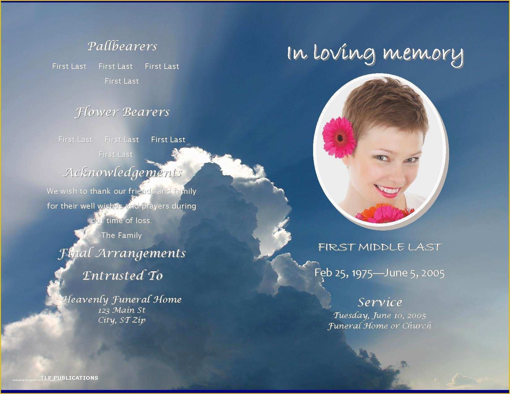 Celebration Of Life Cards Templates Free Of Free Memorial Service 