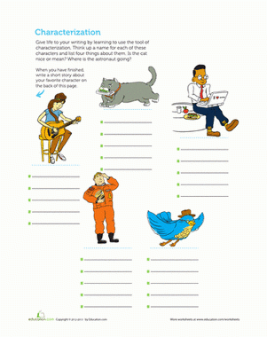 Characterization Worksheet Education Worksheets Library