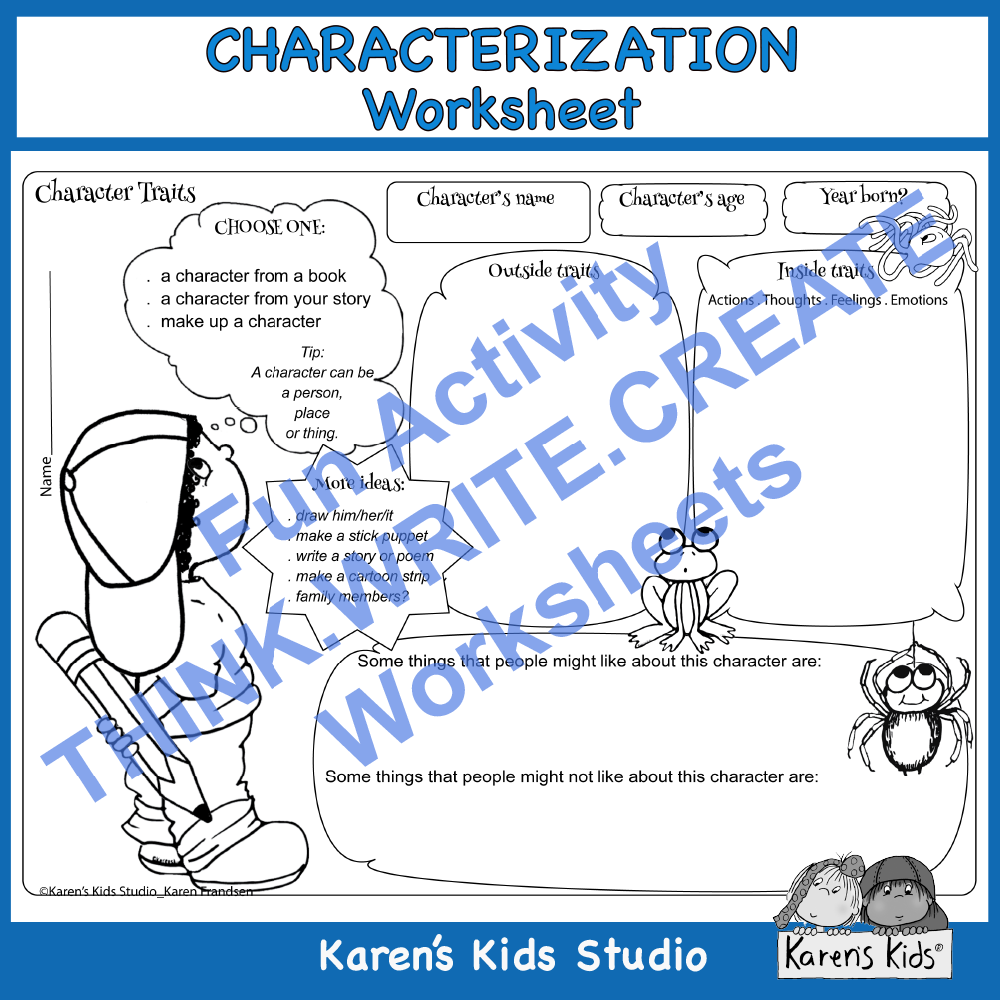 Characterization Worksheet Karens Kids Studio Worksheets Library
