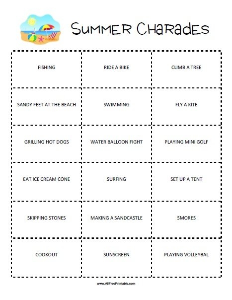 Charades Ideas Printable Cards Printable Online