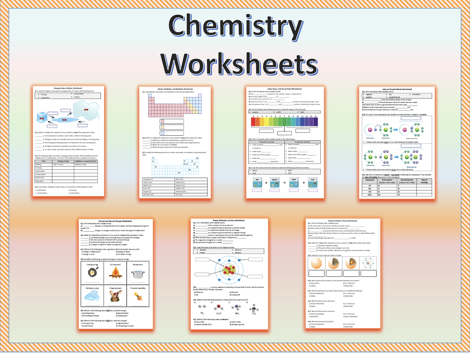 Chemistry Worksheets Printable Teaching Resources Worksheets 