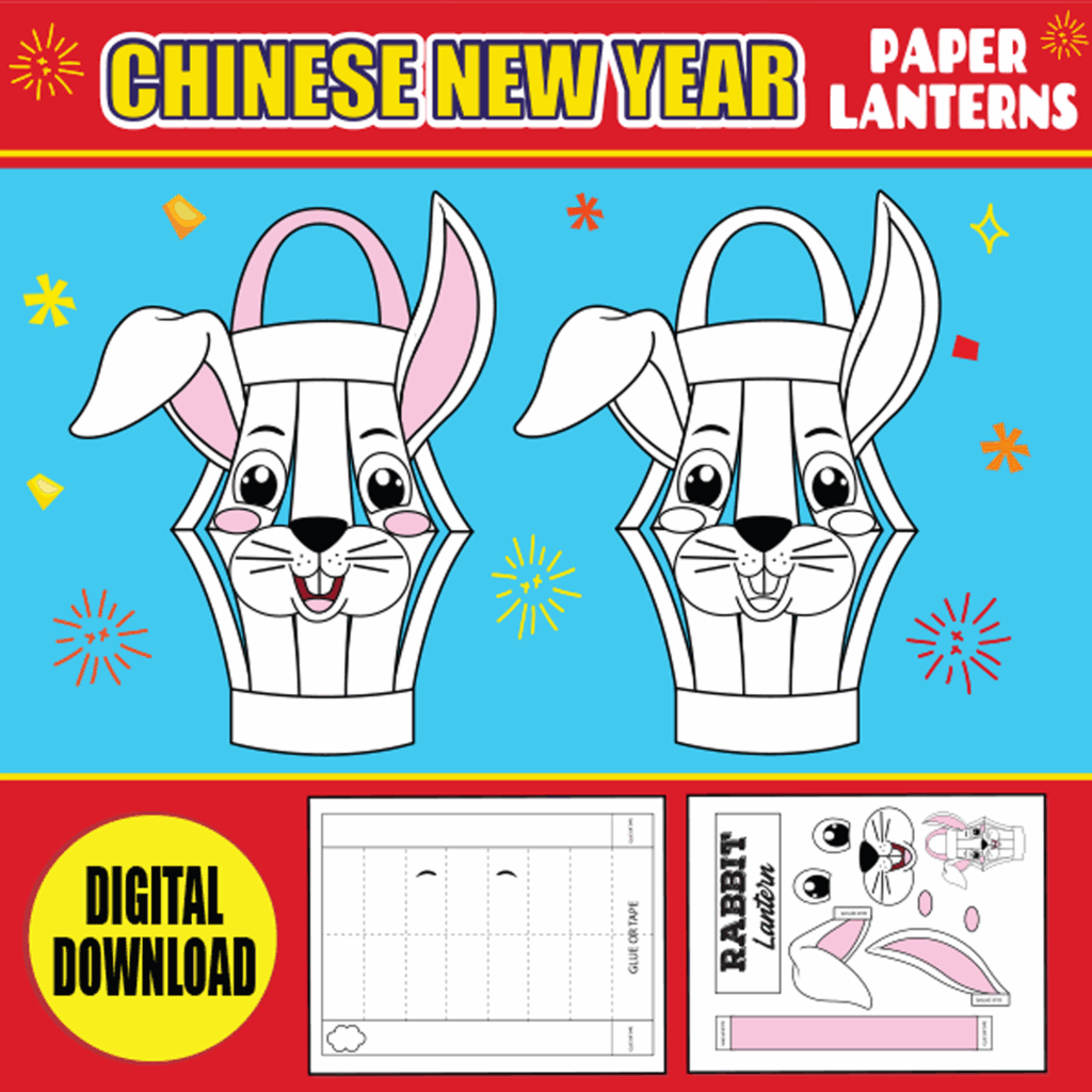 Chinese New Year Craft Year Of The Rabbit Paper Lantern PRINTABLE