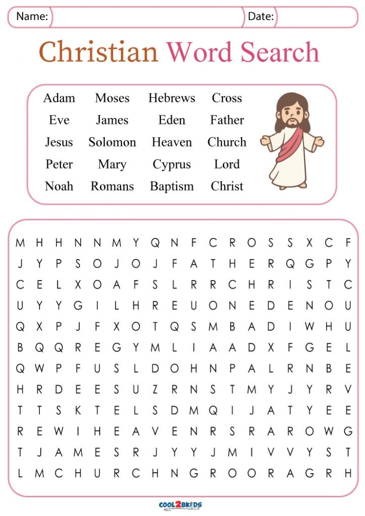 Christian Word Search For Kids Free Printable