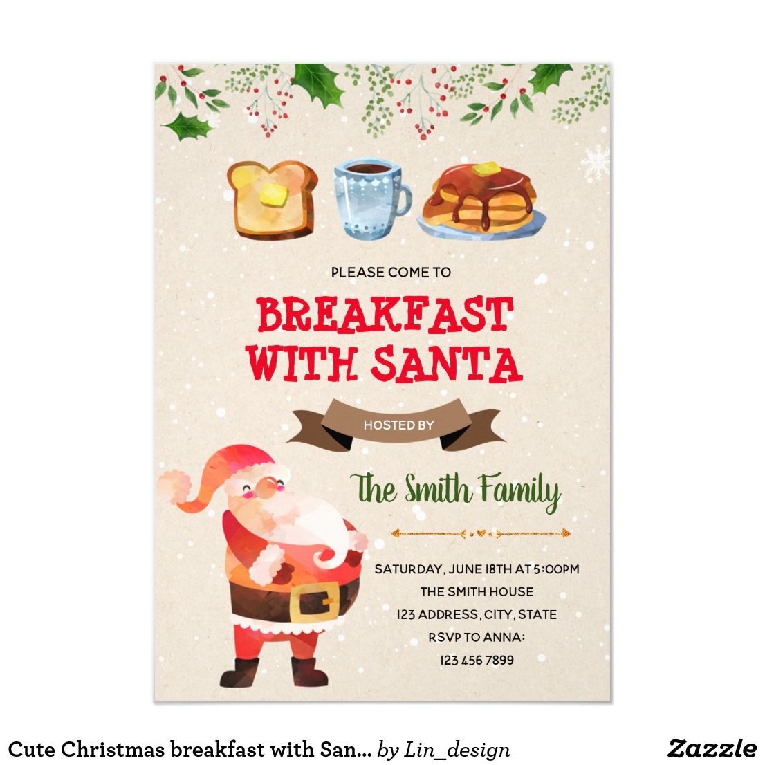 Christmas Breakfast Invitation Template Free Printable Calendars AT A