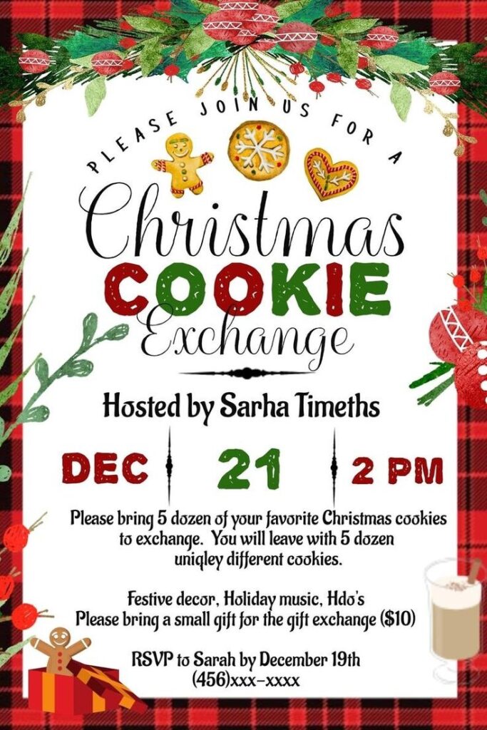 Christmas Cookie Exchange Invitation Template Editable DYI Invitation