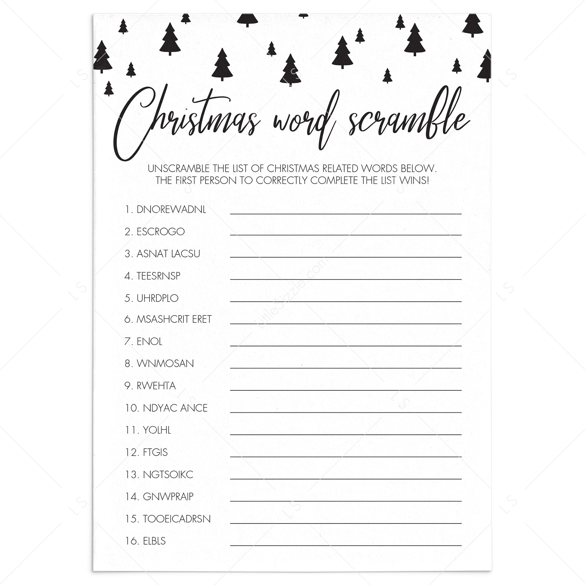 Christmas Game For Kids Word Scramble Printable Instant Download 