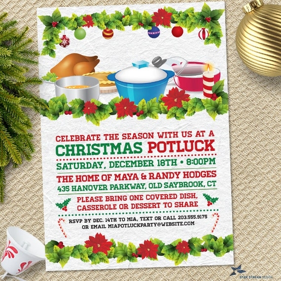 christmas potluck invitation template free printable