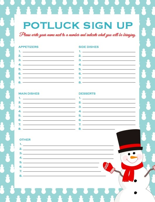 Christmas Potluck Invitation Template Free Printable