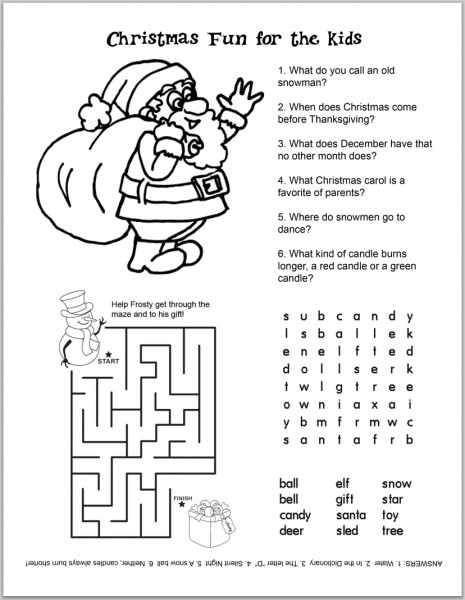 christmas activities for kids printable pdf