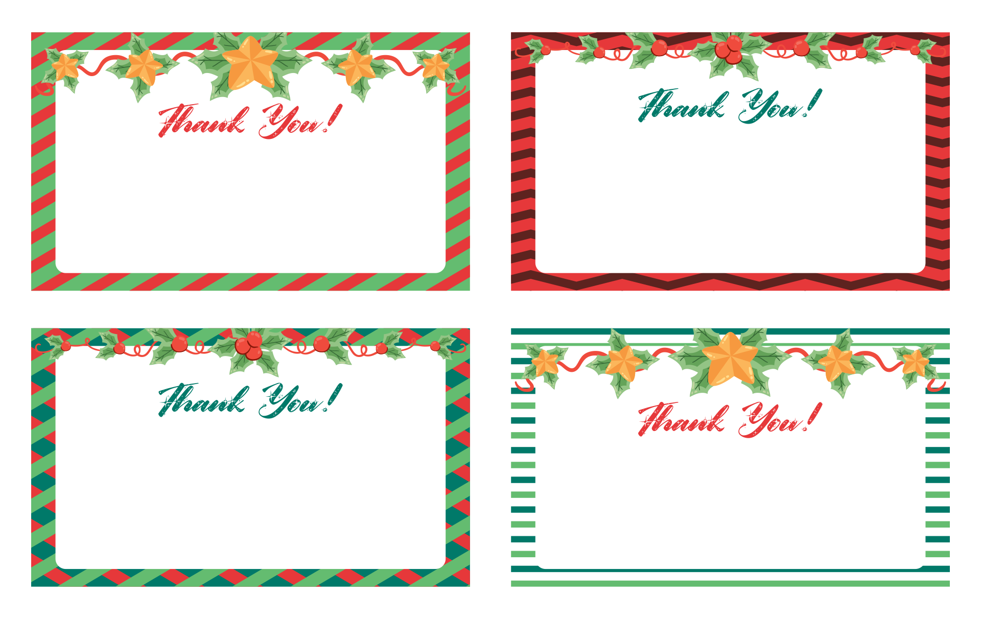 Christmas Thank You Card Templates 11 Free PDF Printables Printablee