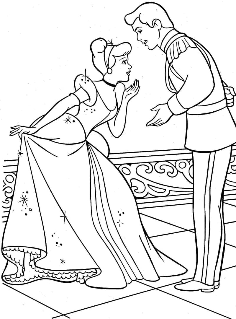 Cinderella And Prince Coloring Page Free Printable Coloring Pages For 