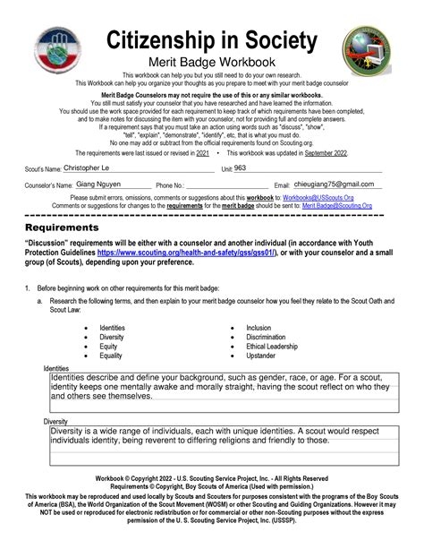 Citizen In Society Merit Badge Worksheet Worksheets Library
