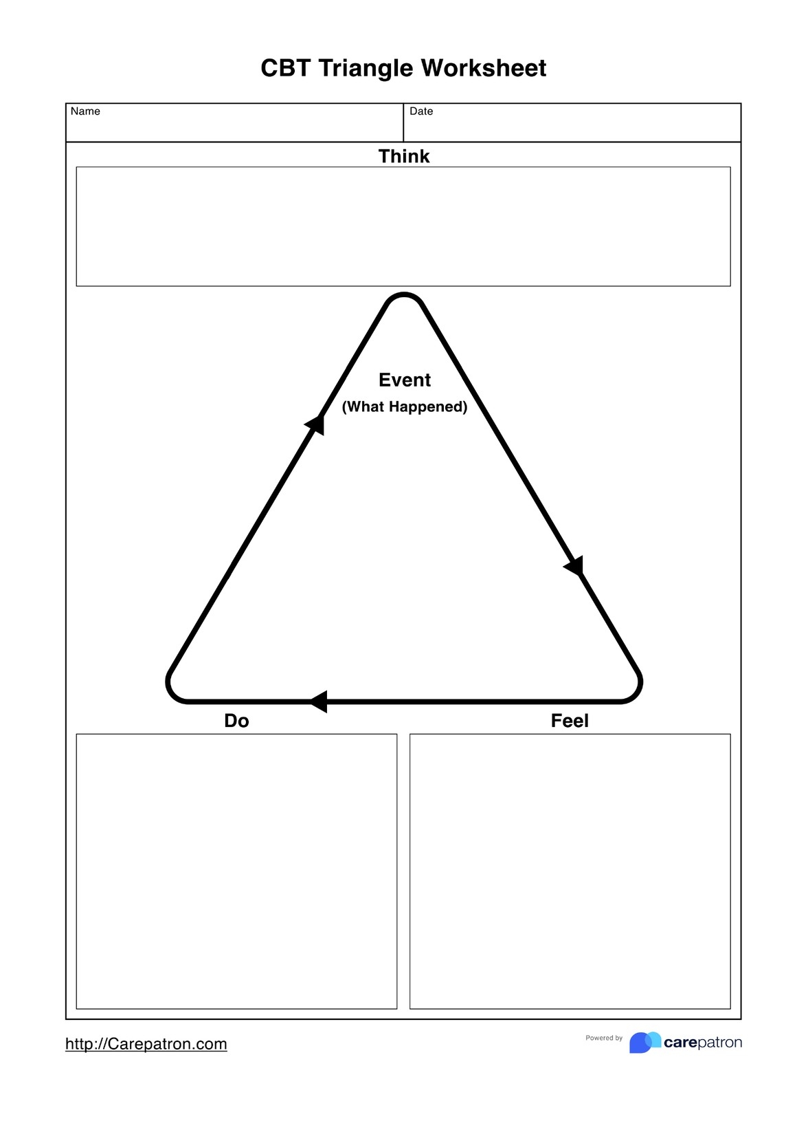 Cognitive Triangle Worksheets Example Free PDF Download