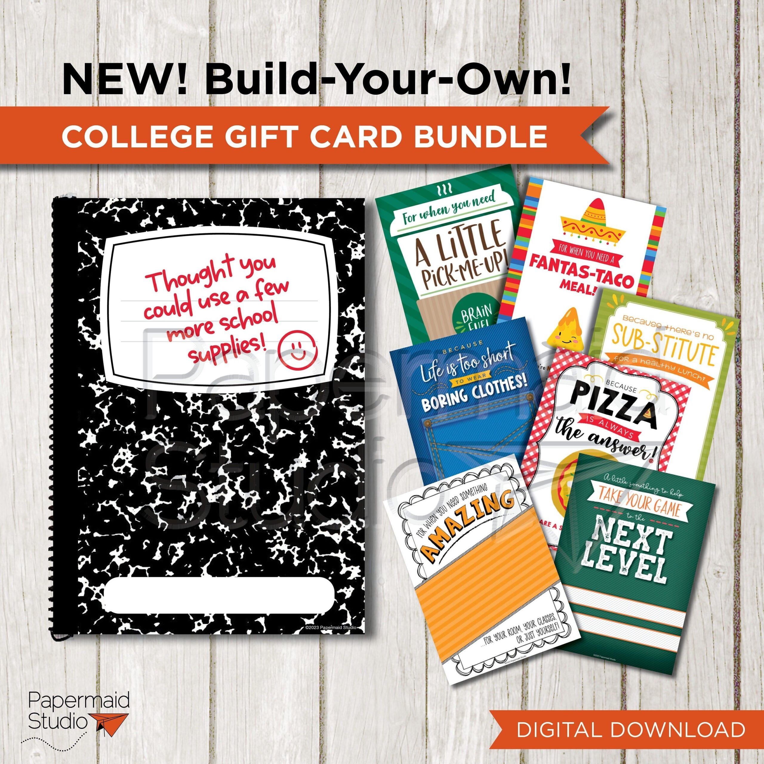 College Student Gift Card Book Printable Bundle College Survival Kit 