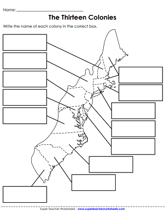 13 colonies worksheet