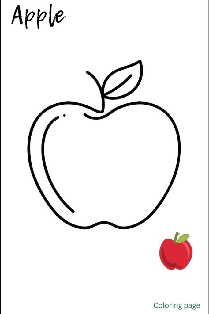 Coloring Apple Page For Kids