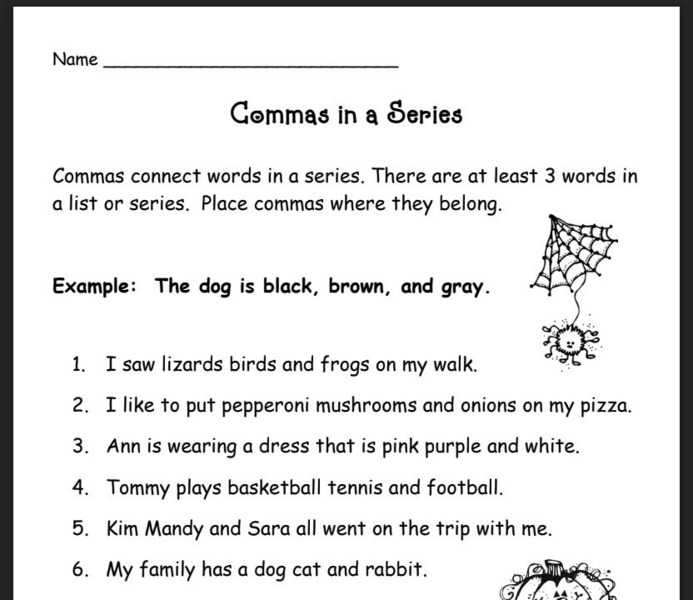 Commas In A Series Pdf Unknown Type For 1st 2nd Grade Lesson
