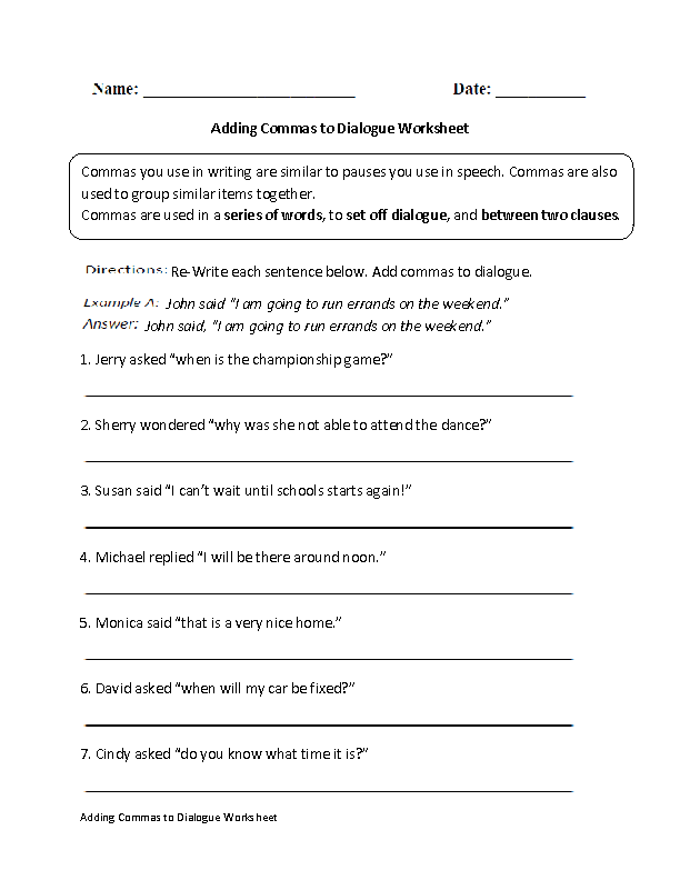 Commas In A Series Worksheet ABITLIKETHIS