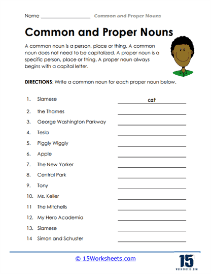 Common Noun And Proper Noun Worksheet Practice And Mastery