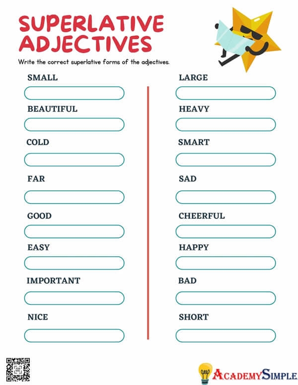 comparative and superlative adjectives worksheet