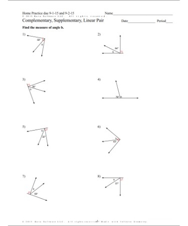complementary and supplementary angles worksheet pdf