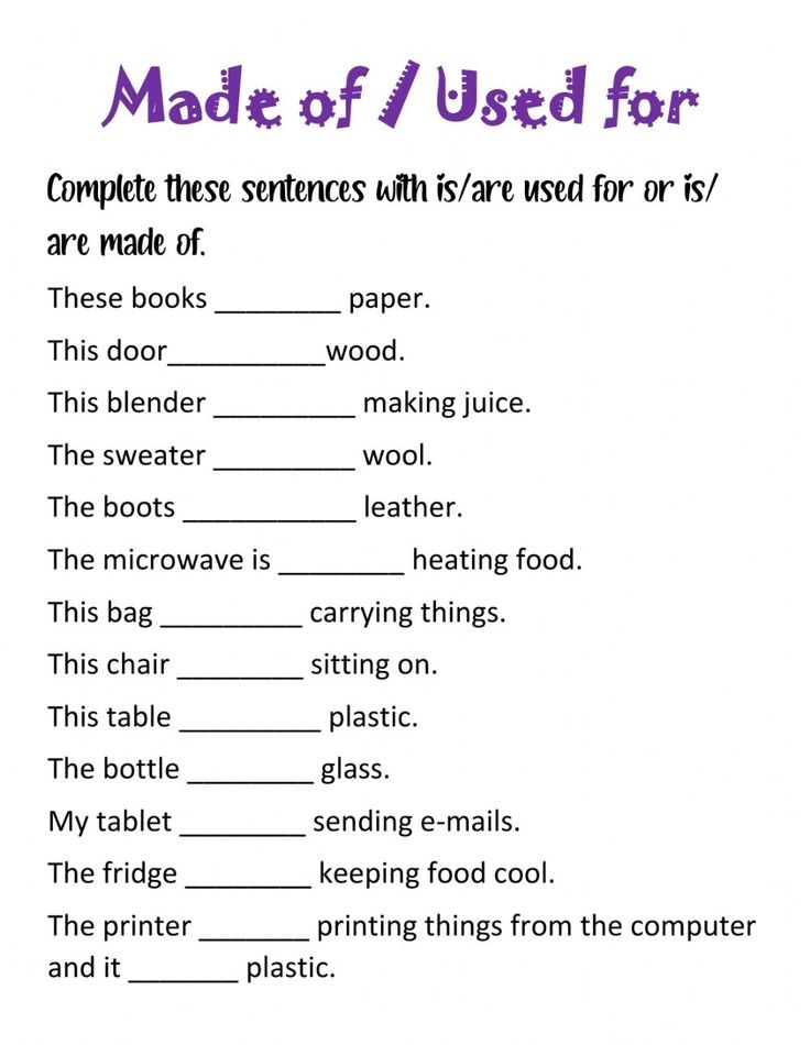 Complete The Sentences With 39 Used For 39 Or 39 Made Of 39