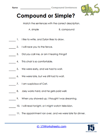 Compound Sentences 1 Worksheet