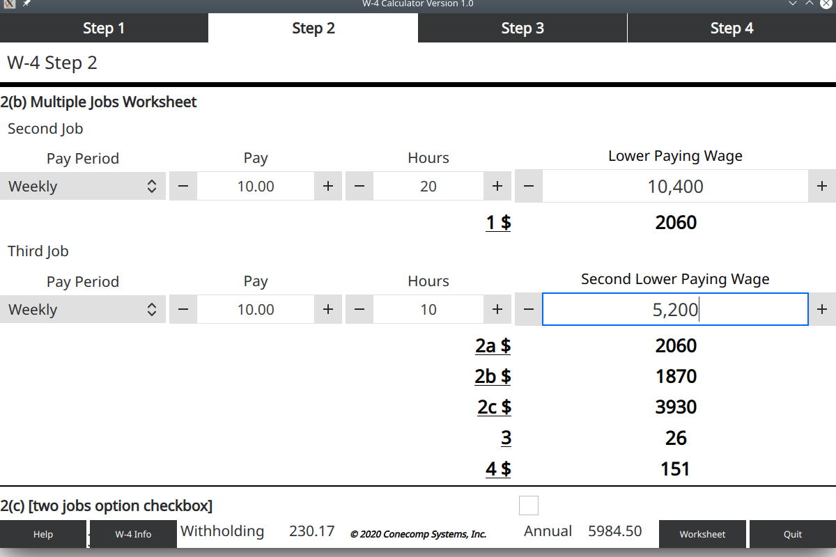 w4 worksheet calculator