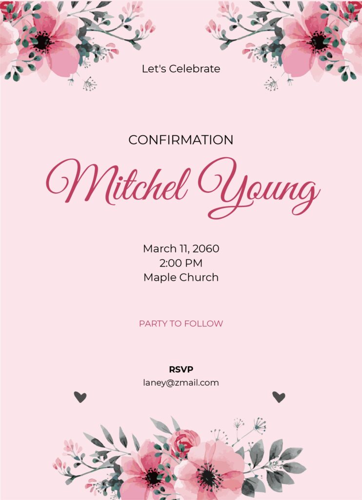 Confirmation Invitation Template In Publisher Word Illustrator Pages