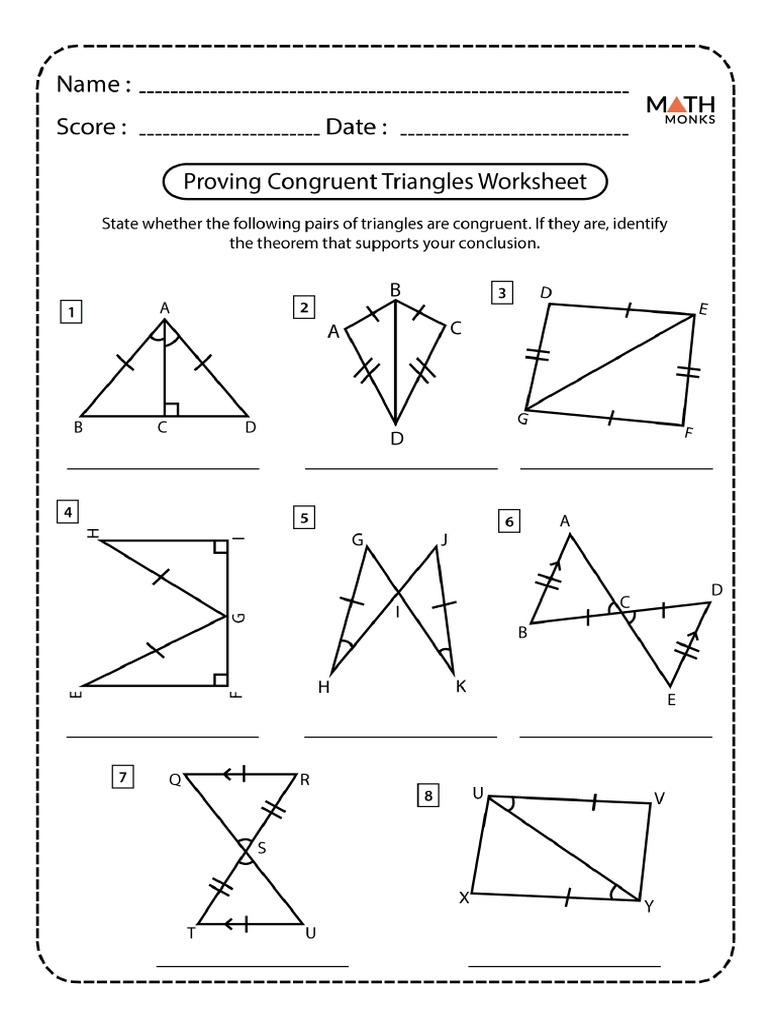 Congruent Triangles Proof Worksheet Exams Geometry Docsity 