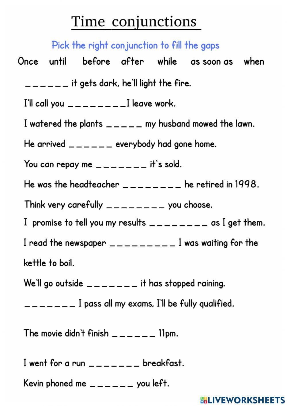printable conjunctions worksheet pdf