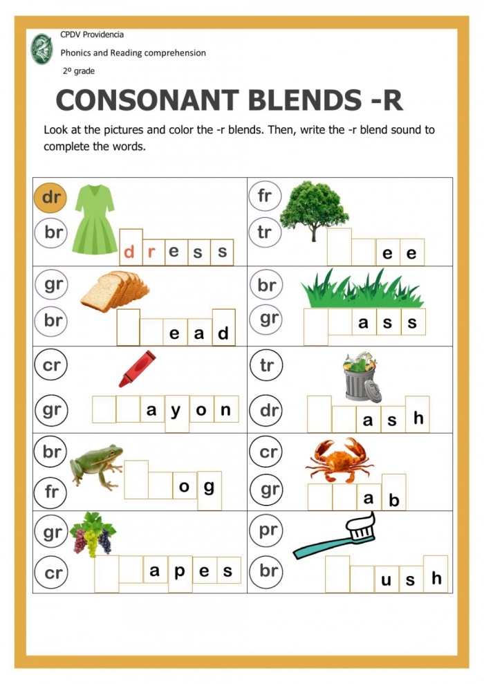 Consonant Blend Worksheets Identify Color Worksheets Library