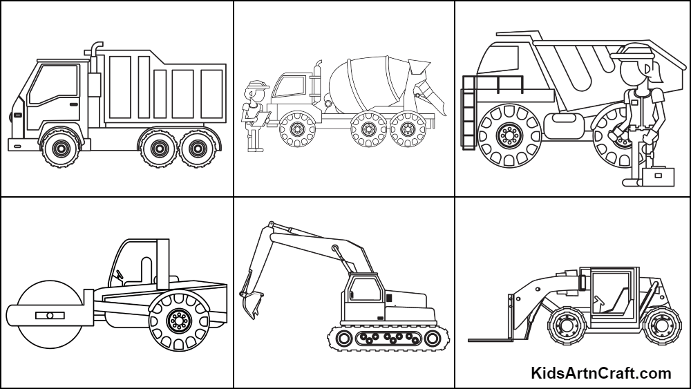 Construction Vehicles Coloring Pages For Kids