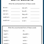Contractions Worksheet Grammar Printable PDF For Kids Worksheets Library