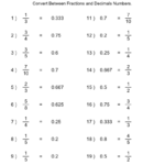 Converting Fractions Decimals Worksheet CommonWorksheets