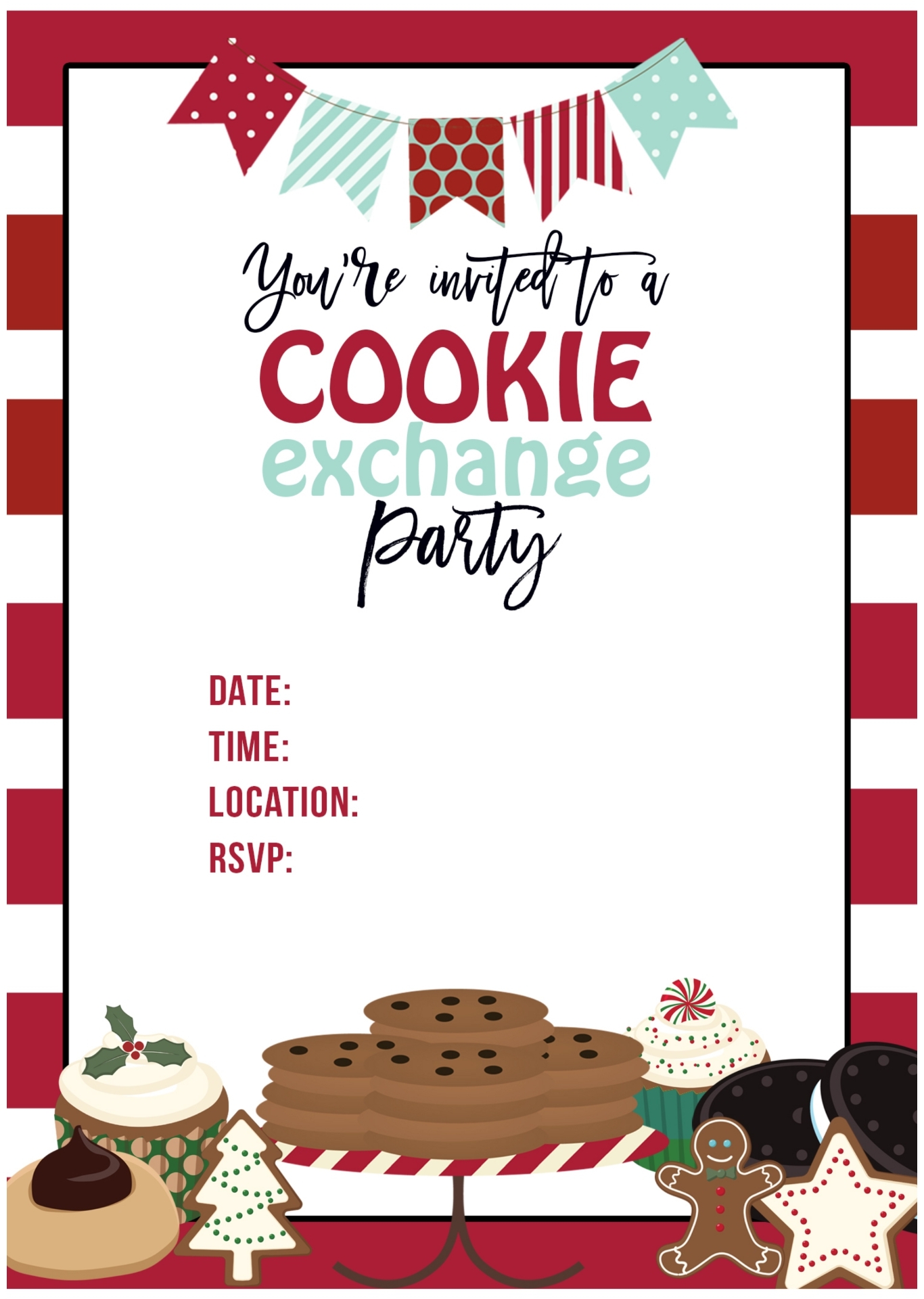 Cookie Exchange Invitations Free Template Printable Word Searches