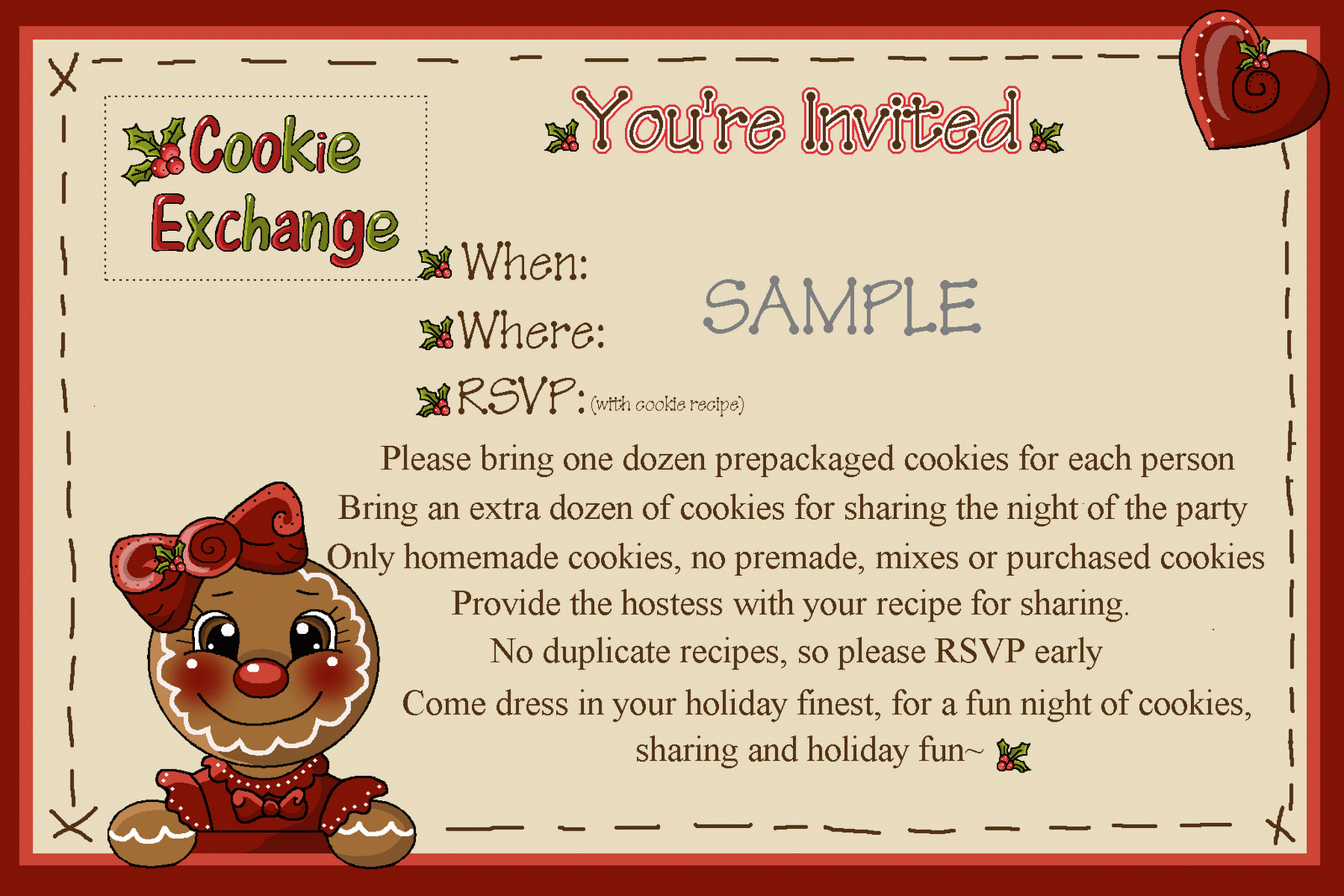 Cookie Exchange Invitations Free Template